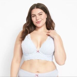 Lane Bryant NWOT Light Blue Smooth Boost Plunge Bra with Lace